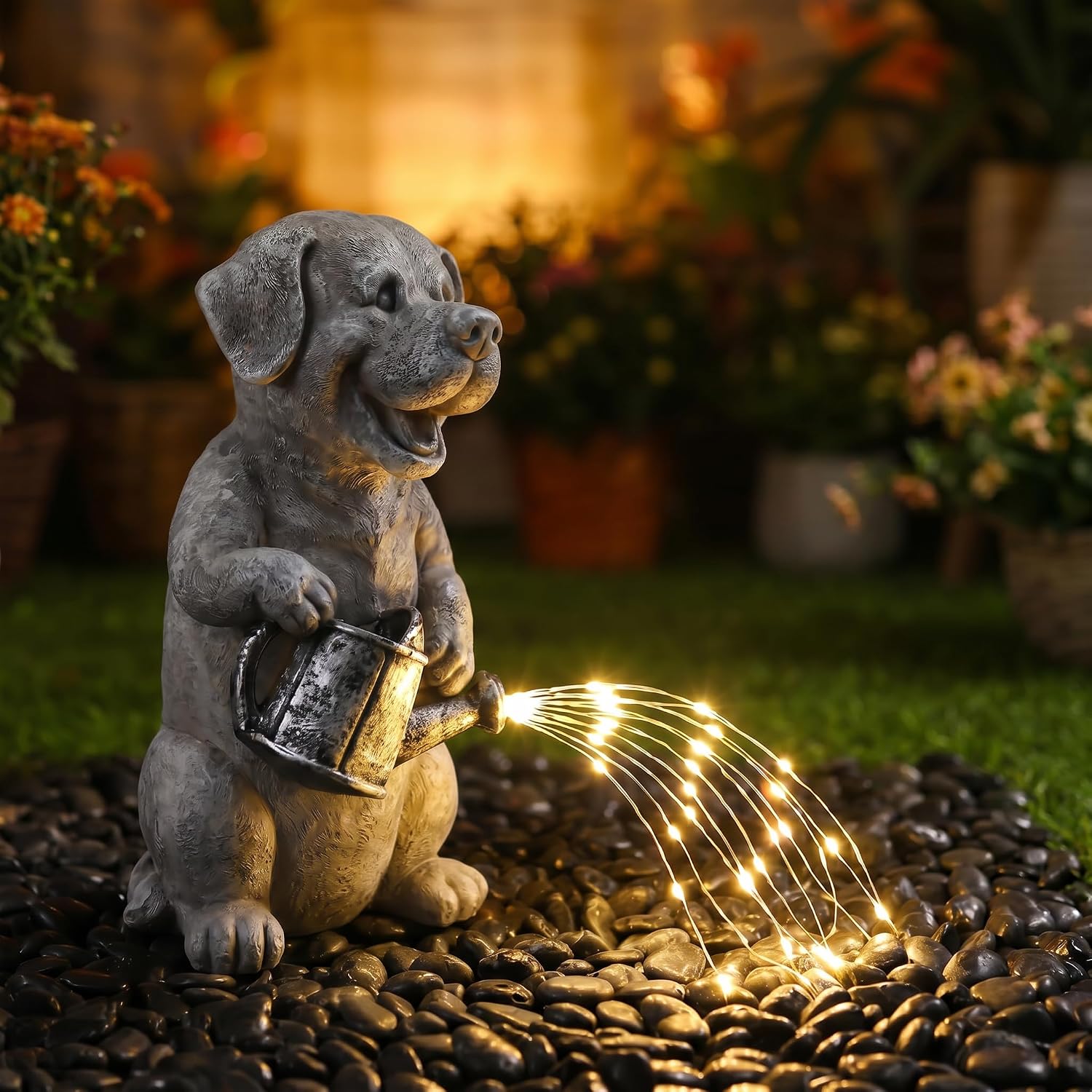 Lavezee 9.8'' Solar Garden Decor Dog Statue