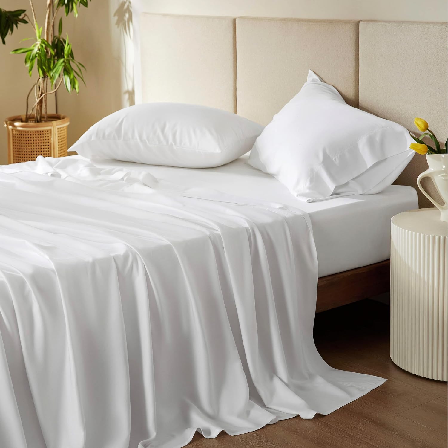 Bedsure PureWoven 100% 대나무 유래 레이온 트윈 침대 시트 3피스 세트