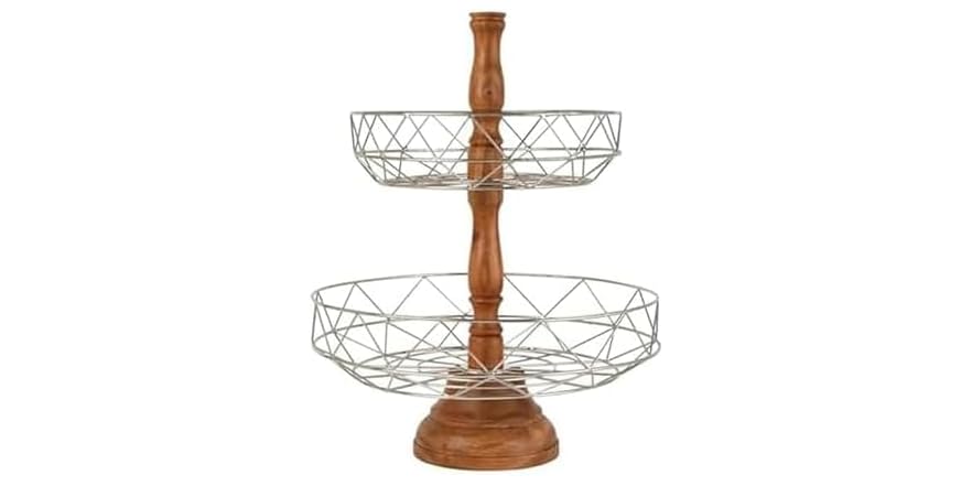 Gourmet Basics by Mikasa Sidney 2단 과일 바구니 (Metal Wood)