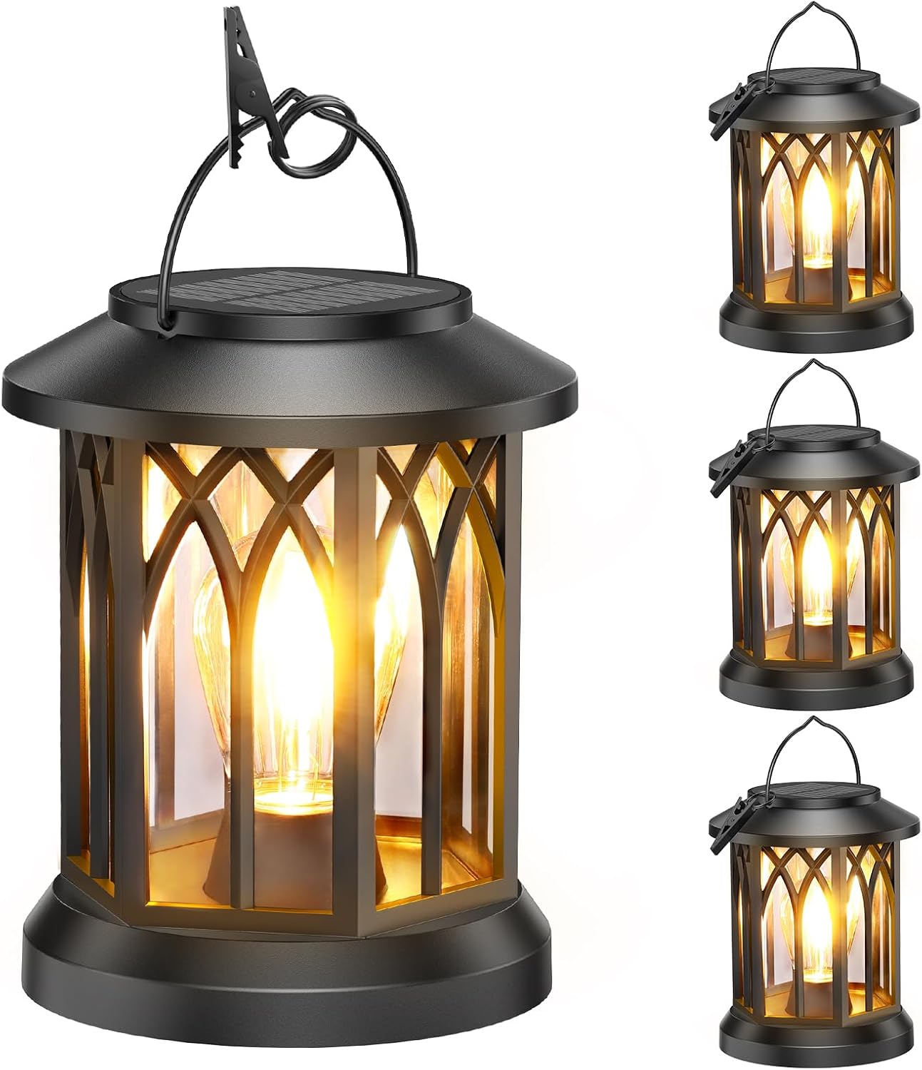 WdtPro Solar Hanging Lantern Outdoor Lights 4-Pk