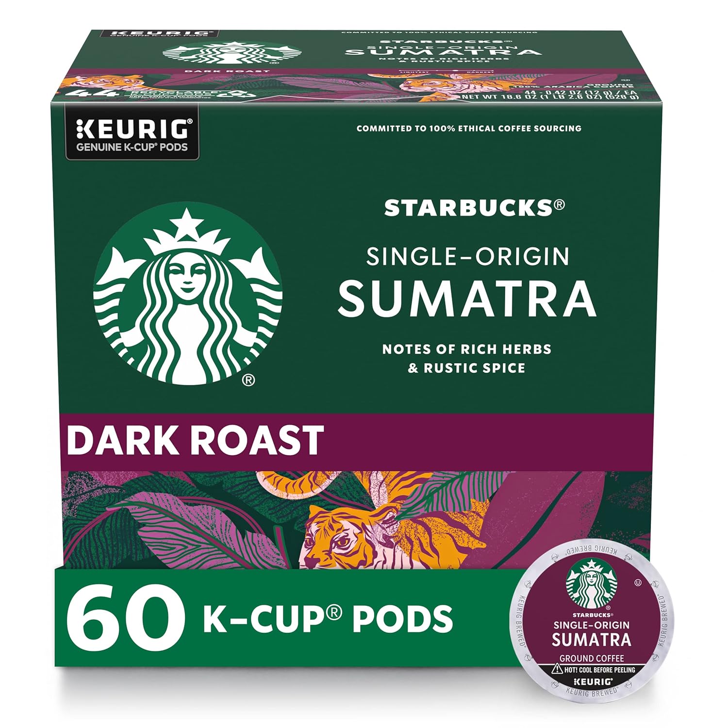 Starbucks K-Cup 커피 포드 (Sumatra Dark Roast)