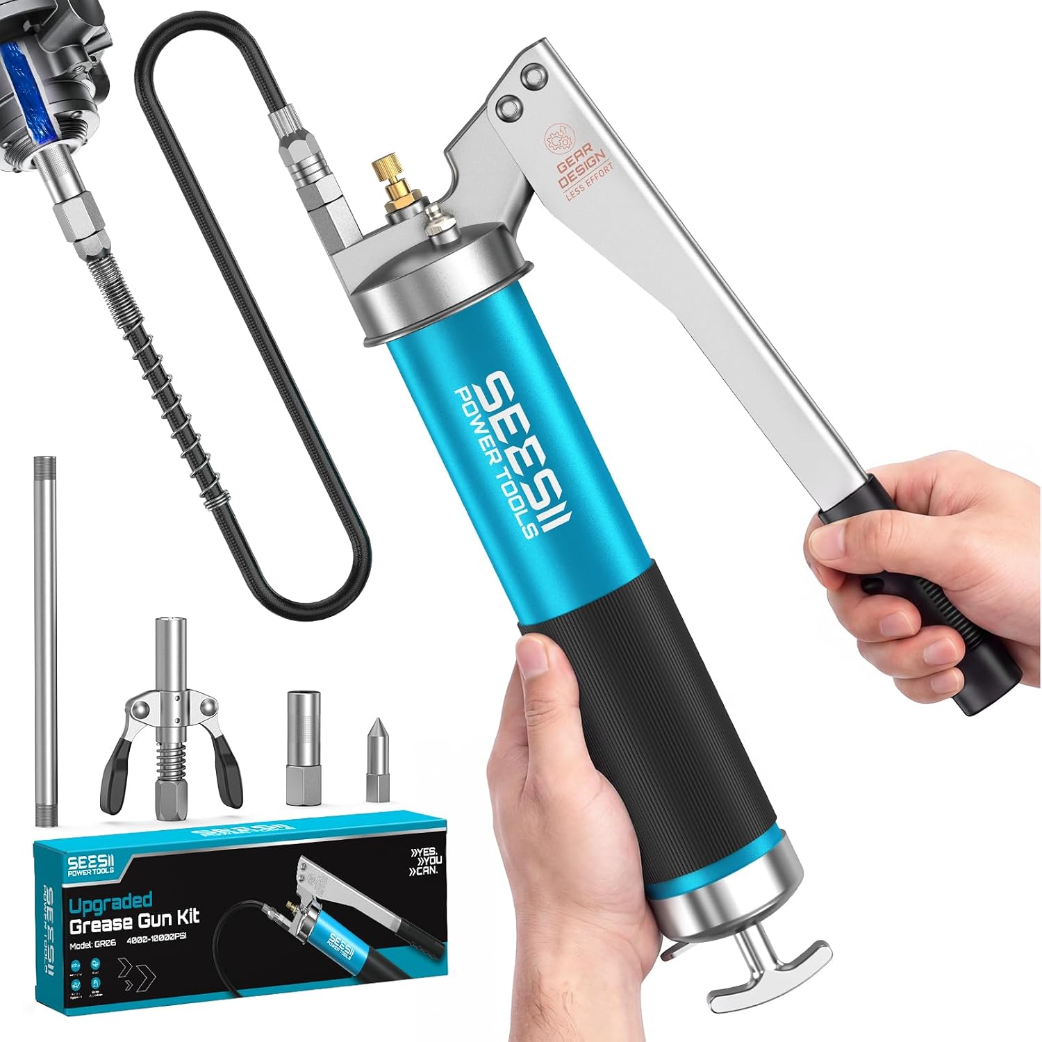 Seesii 10000PSI 기어 보조 레버 그리스 건