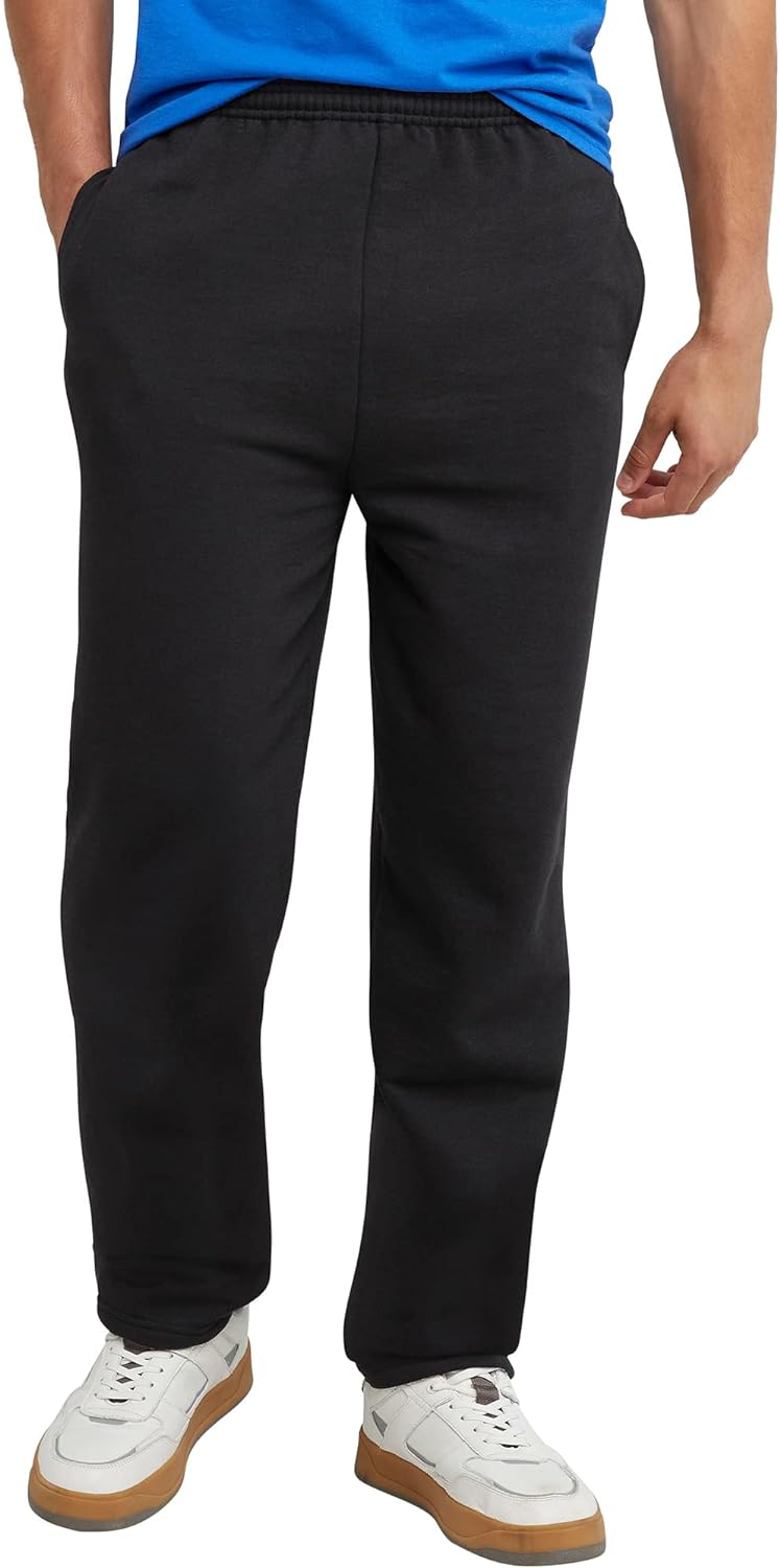 Hanes Men's EcoSmart Open Hem Sweatpants (Black)