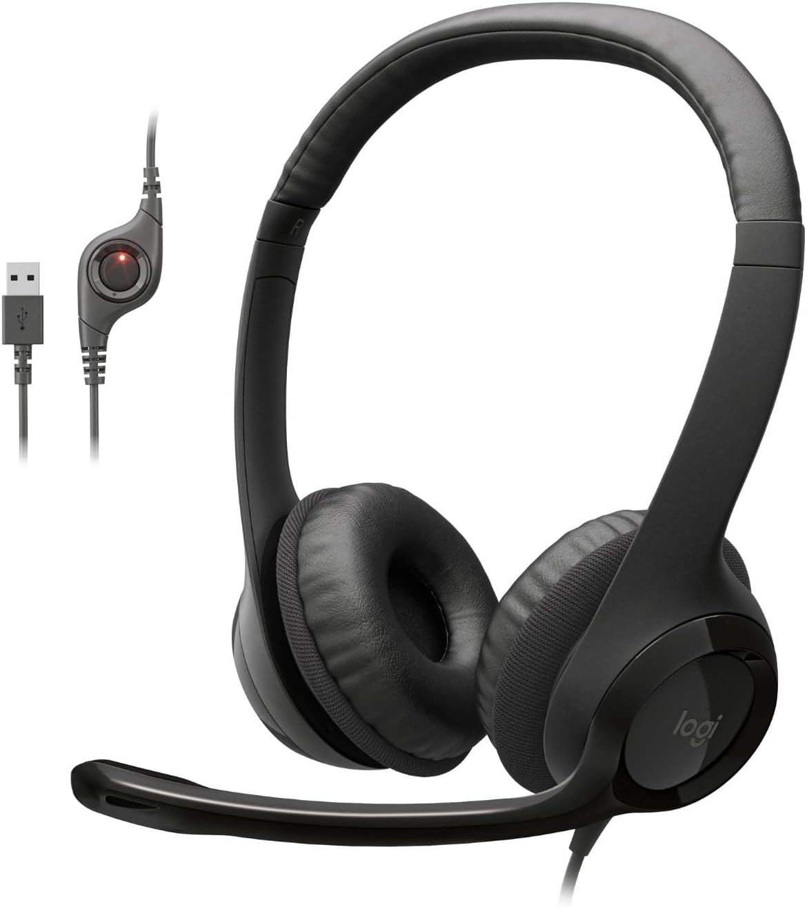 Logitech H390 유선 헤드셋 PC/노트북 스테레오 헤드폰, USB-A, 블랙