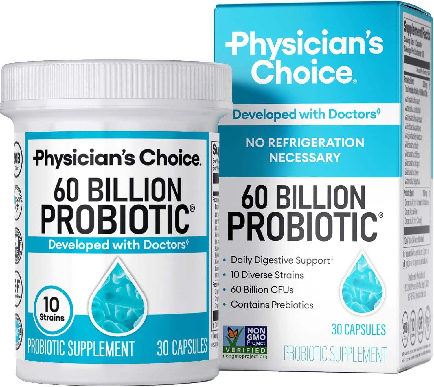 Physician's CHOICE Probiotics 600억 CFU - 10종 균주 + 유기농 프리바이오틱스