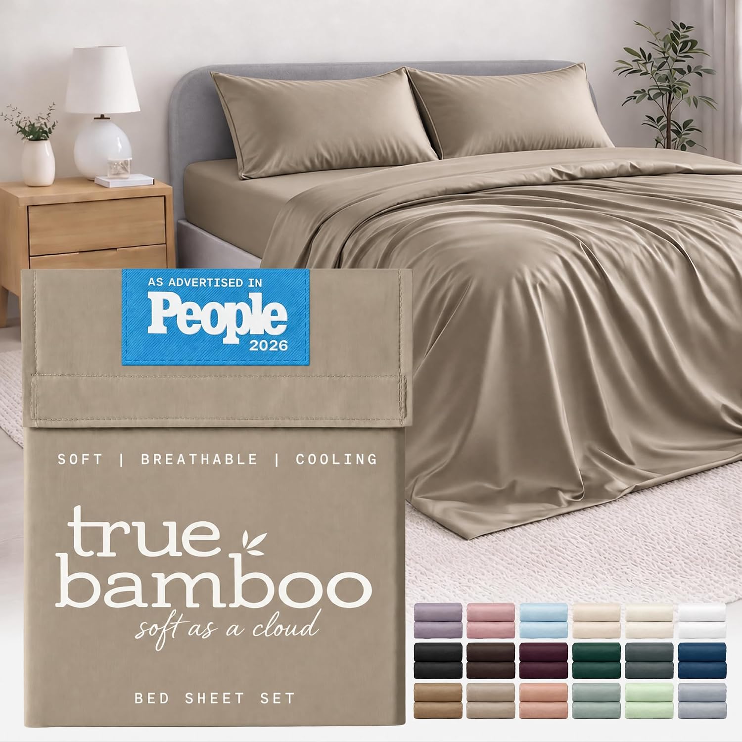 True Bamboo 킹 사이즈 침대 시트 세트