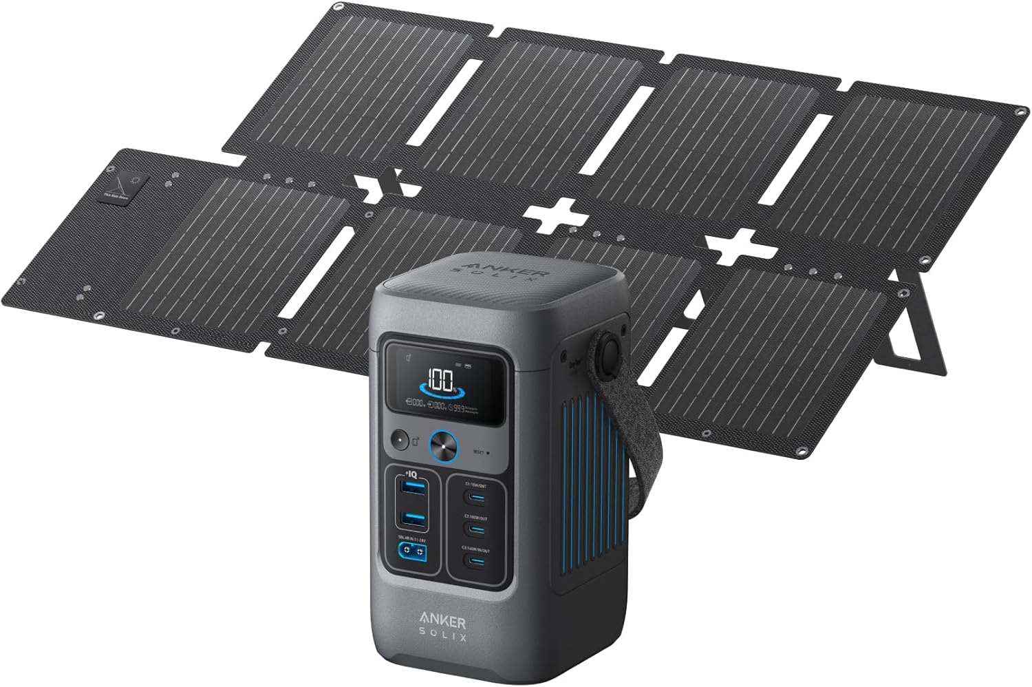 Anker SOLIX C200 DC 휴대용 파워 스테이션 및 60W 솔라 패널