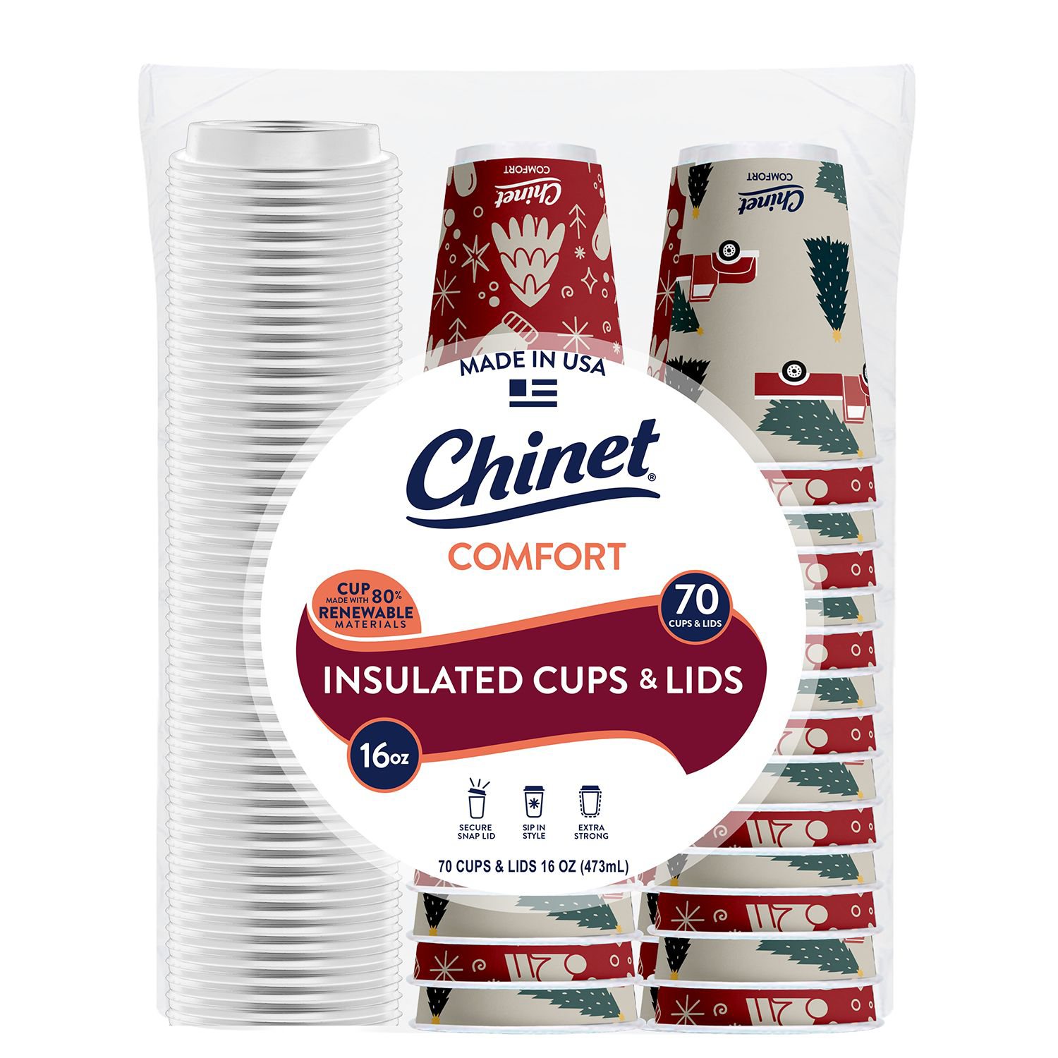 Chinet Comfort Cup and Lids (16 oz, 70개입)