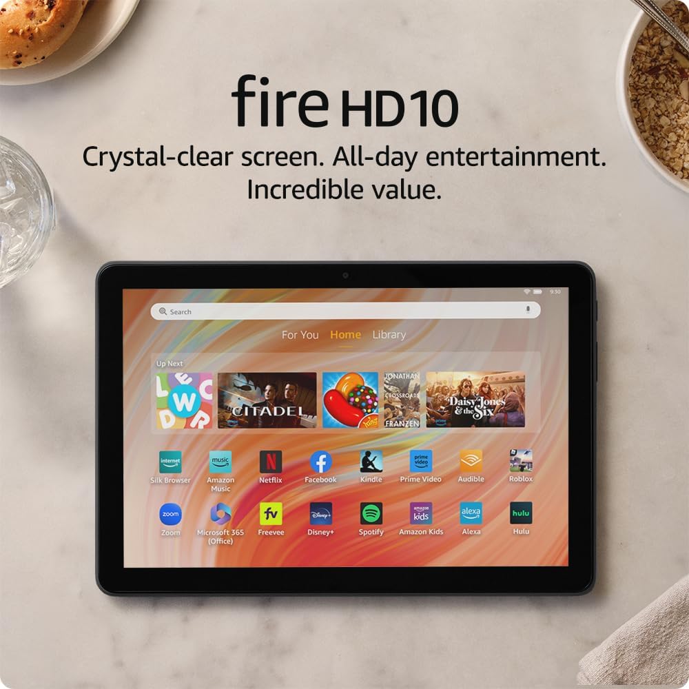 Amazon Fire HD 10 태블릿, 10.1인치 Full HD 화면, 옥타코어 프로세서, 4GB RAM, 32GB, 블랙