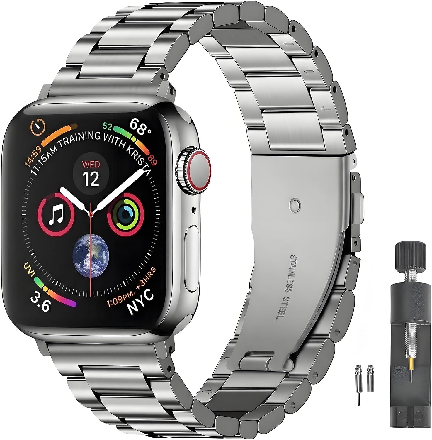 Pugo Top Apple Watch용 스테인리스 스틸 밴드