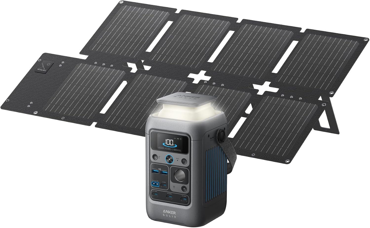 Anker SOLIX C300 DC 휴대용 파워 스테이션 및 60W 태양광 패널