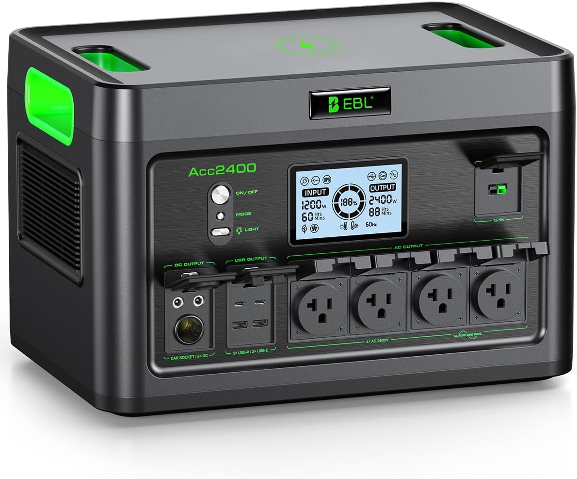 EBL 2400W 휴대용 파워 스테이션 LiFePO4 배터리