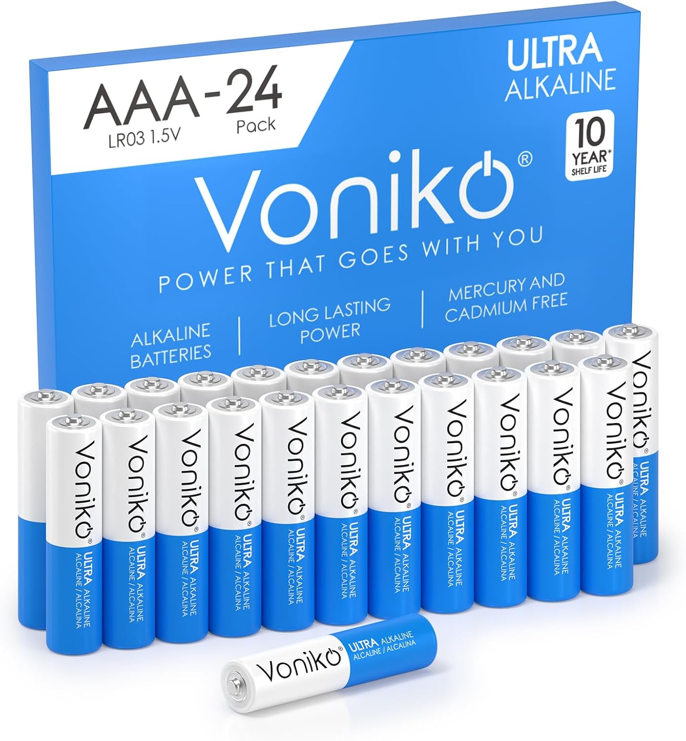 Voniko Premium Grade AAA Alkaline Batteries, 24-Pack