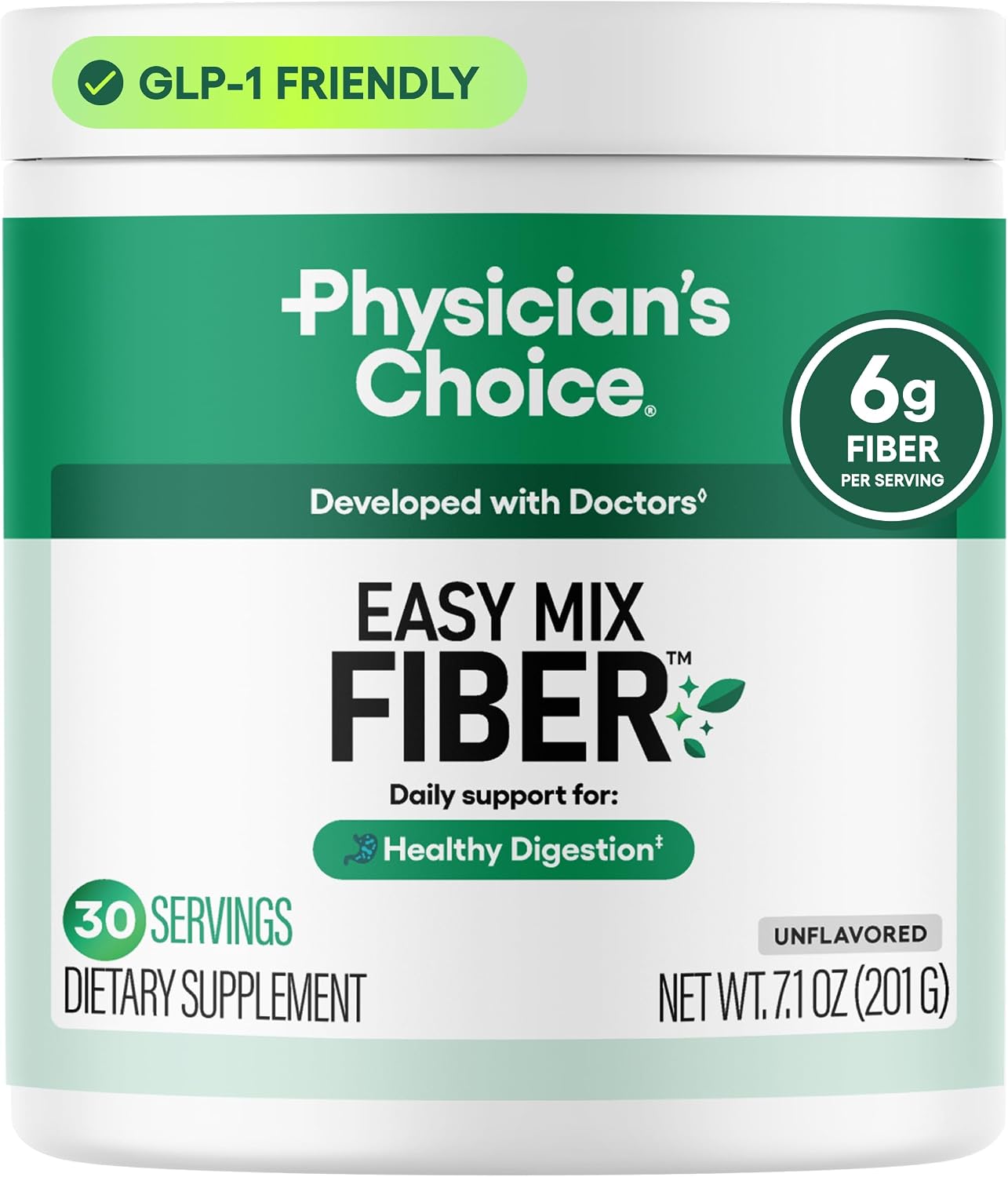 Physician's CHOICE Easy Mix Fiber GLP-1 지원 수용성 식이섬유 파우더 7.1oz