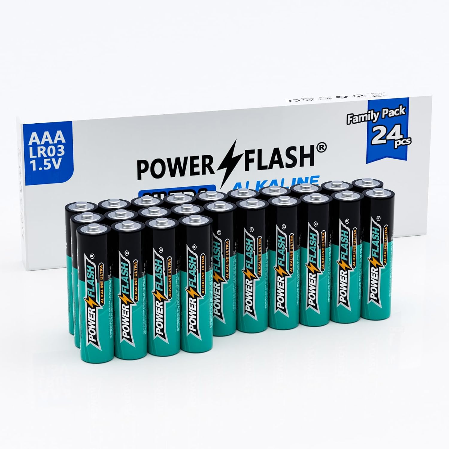 POWER FLASH 알칼라인 AAA 배터리 24개입