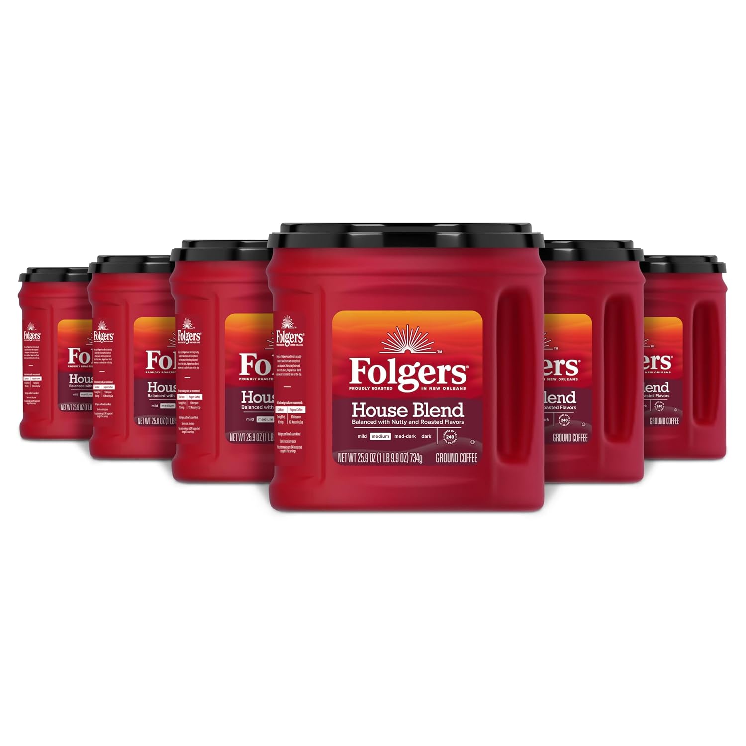Folgers Medium Roast House Blend Ground Coffee (6개 팩)
