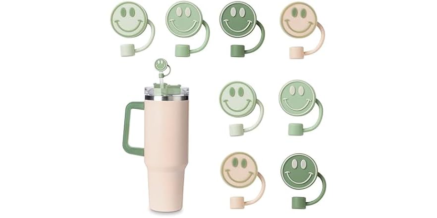 COOK WITH COLOR 8 PCS 빨대 커버 (Straw Toppers) Smiley