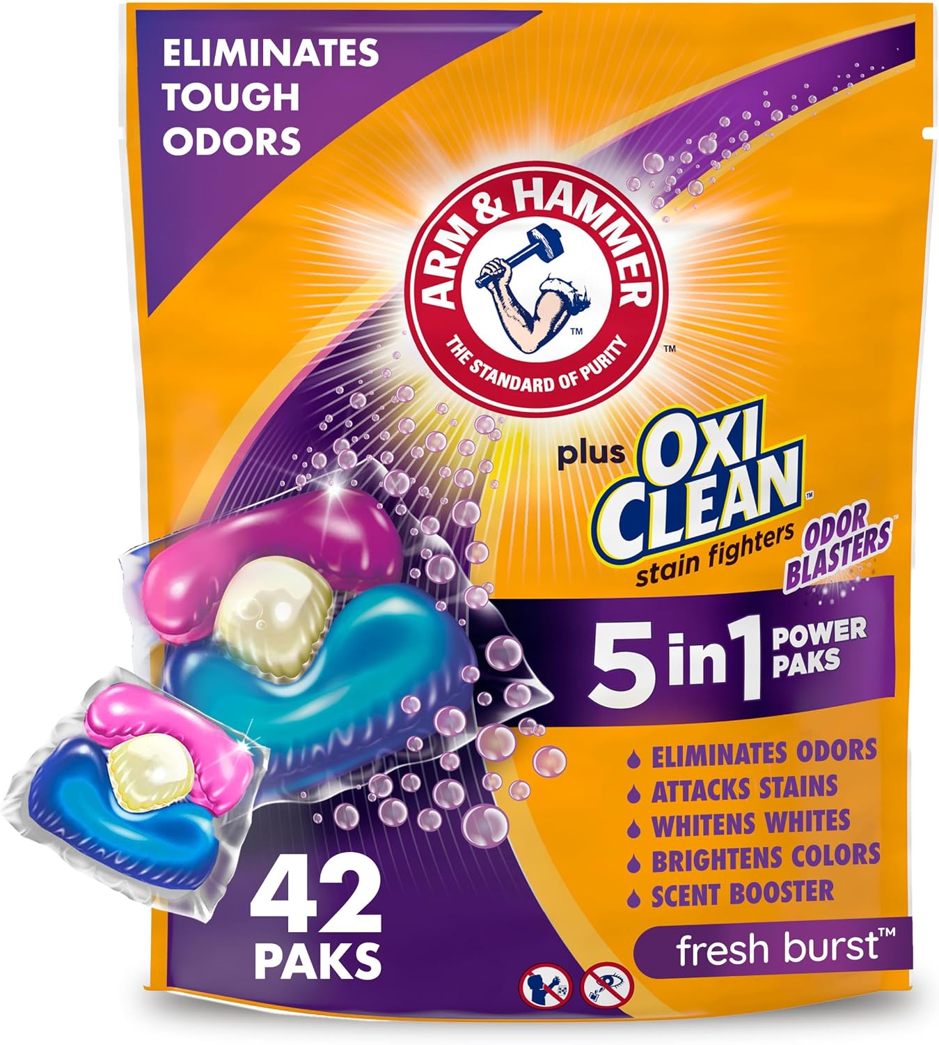 Arm & Hammer + OxiClean Odor Blasters 세탁 세제 팩 (Fresh Burst)