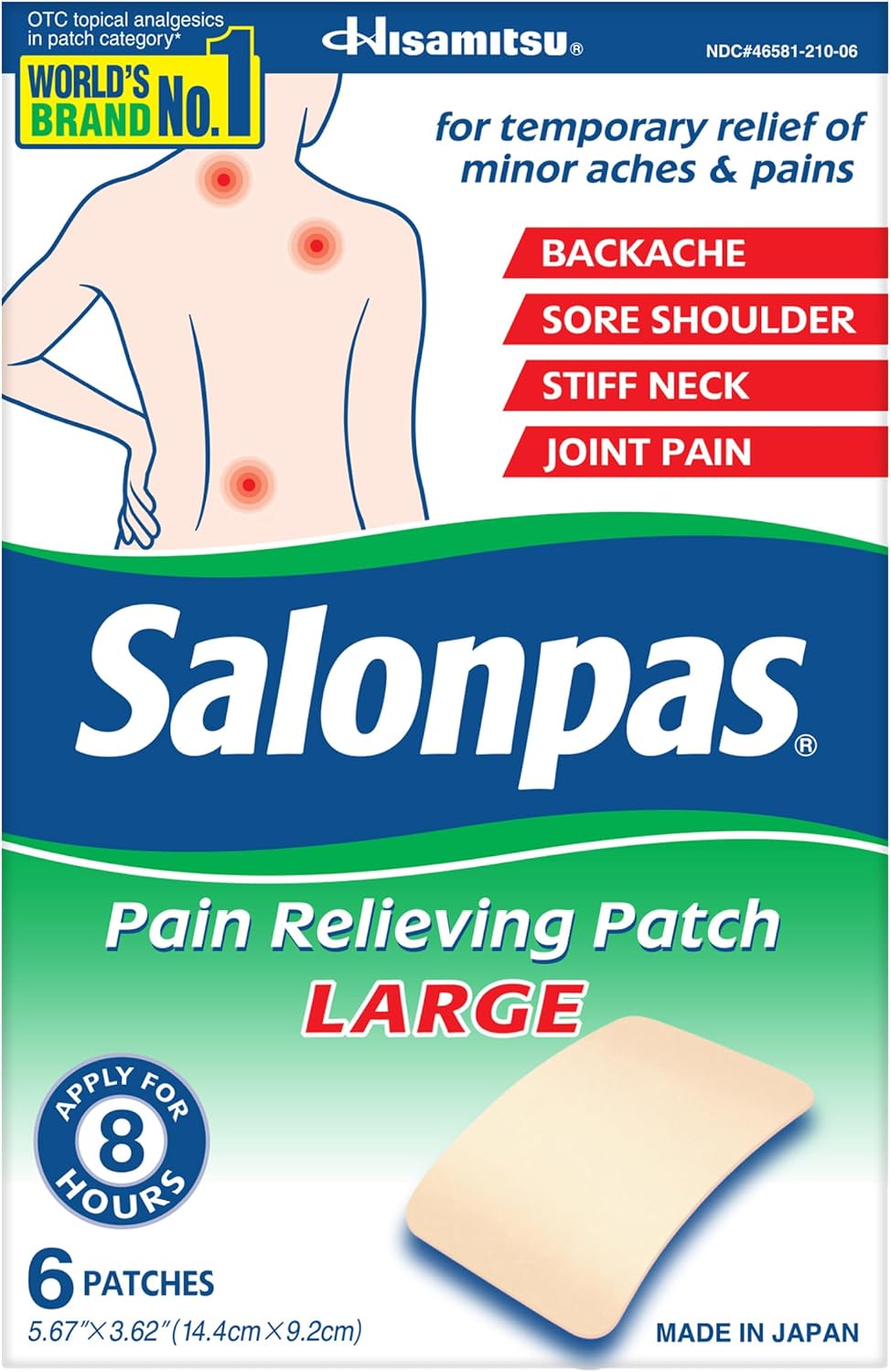 Salonpas Large Pain Relieving Patches, 6-Count