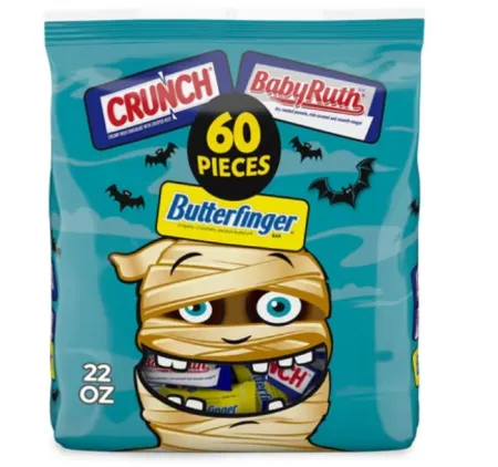60-Count Butterfinger, CRUNCH, Baby Ruth, Assorted Halloween Candy Bag (22 oz)
