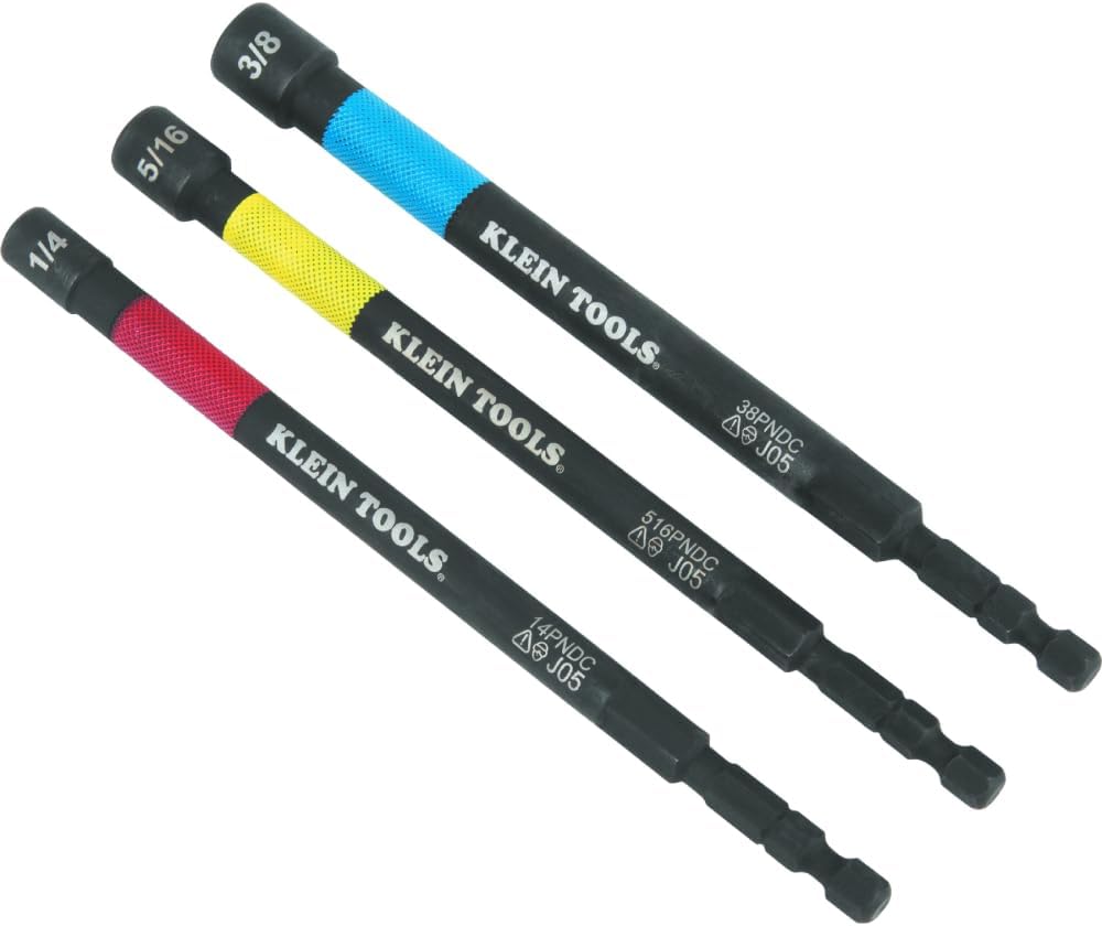 Klein Tools 65411PK3 자석 컬러 코딩 파워 너트 세터 세트 (3개입)