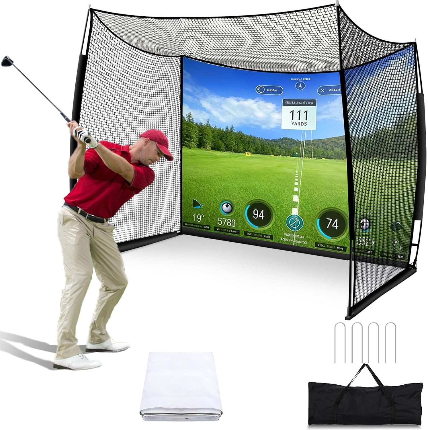 Bltend Heavy Duty Golf Practice Net with Impact Screen