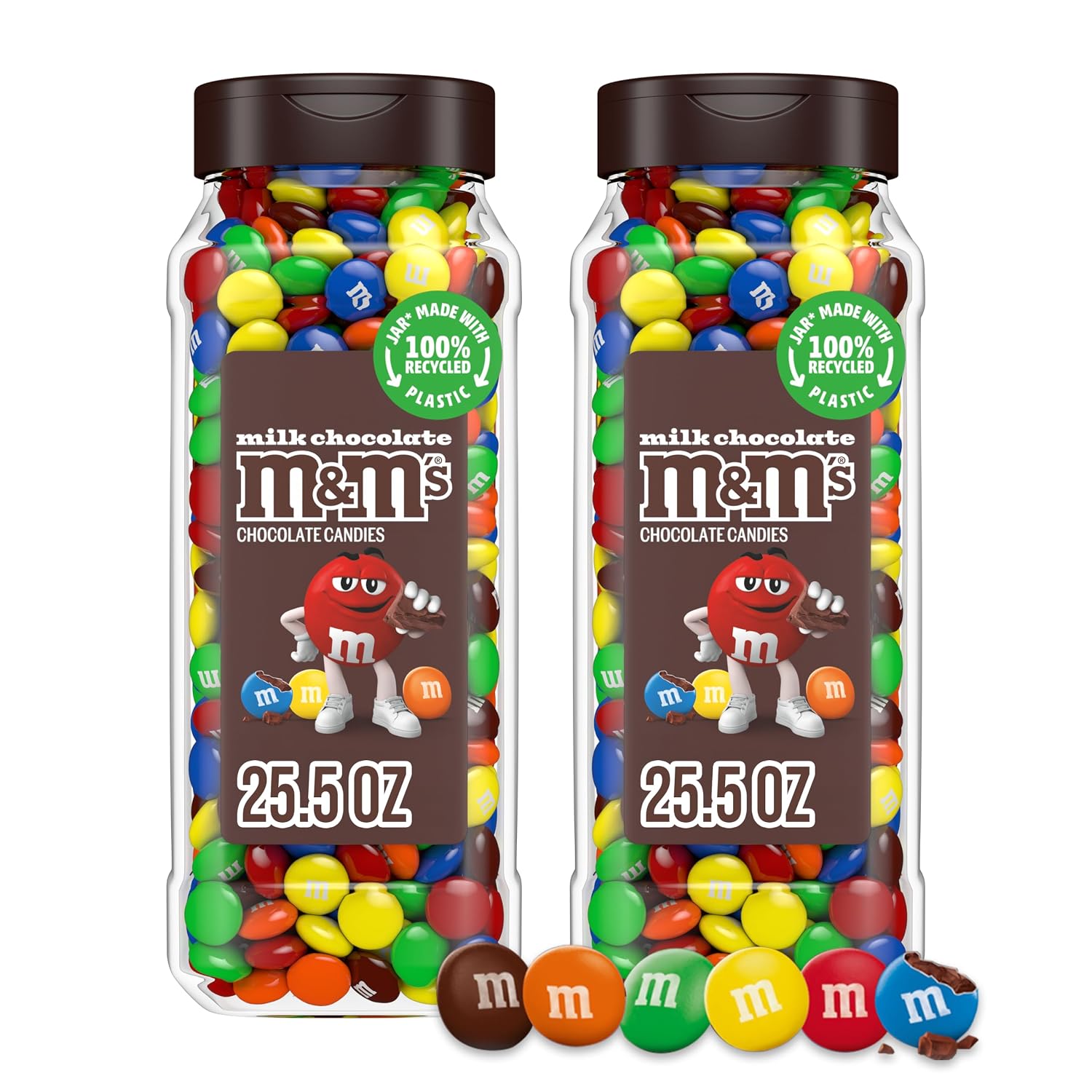 M&M'S 밀크 초콜릿 캔디 재밀봉 가능 용기 2팩