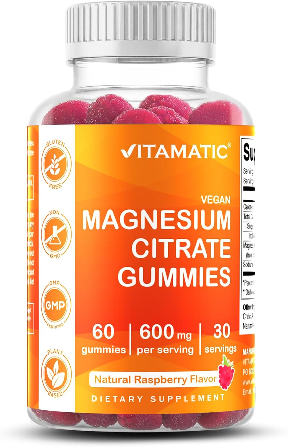 Vitamatic 600mg Magnesium Citrate 비건 구미 60개입