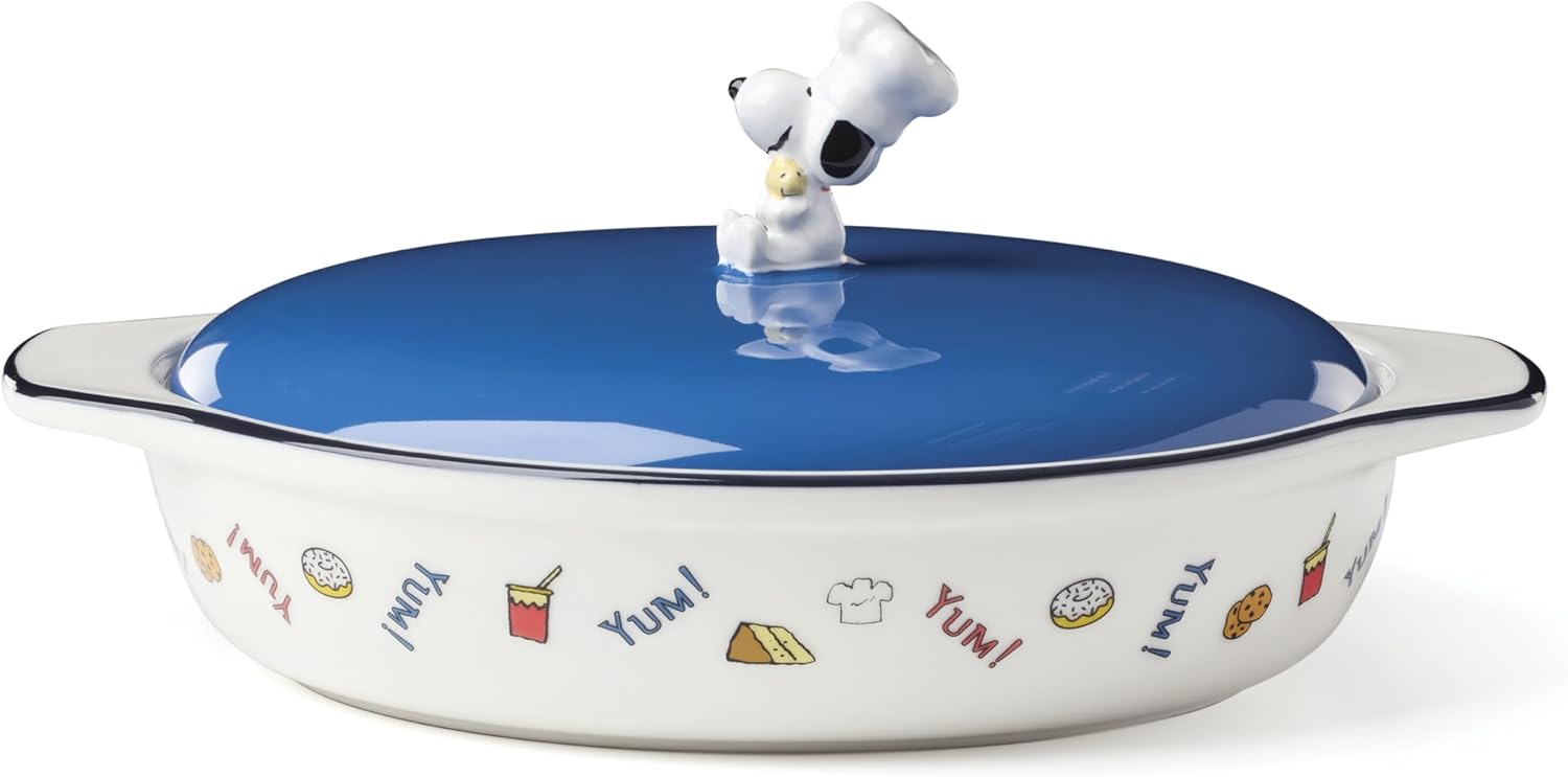 Lenox Chef Snoopy 덮개가 있는 캐서롤 접시