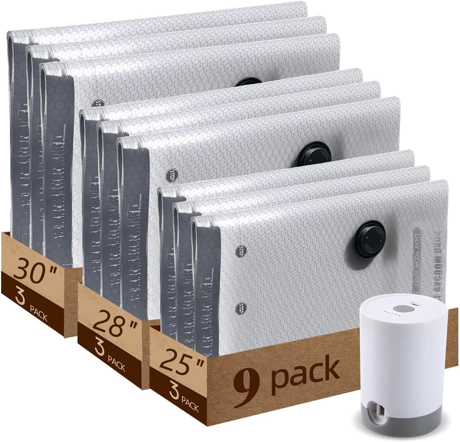 Fomraliv Jumbo Vacuum Storage Bags 9-Pack with Rechargeable Wireless Pump