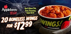 Applebee's Halloween Hallowings 20개 뼈 없는 윙 버킷