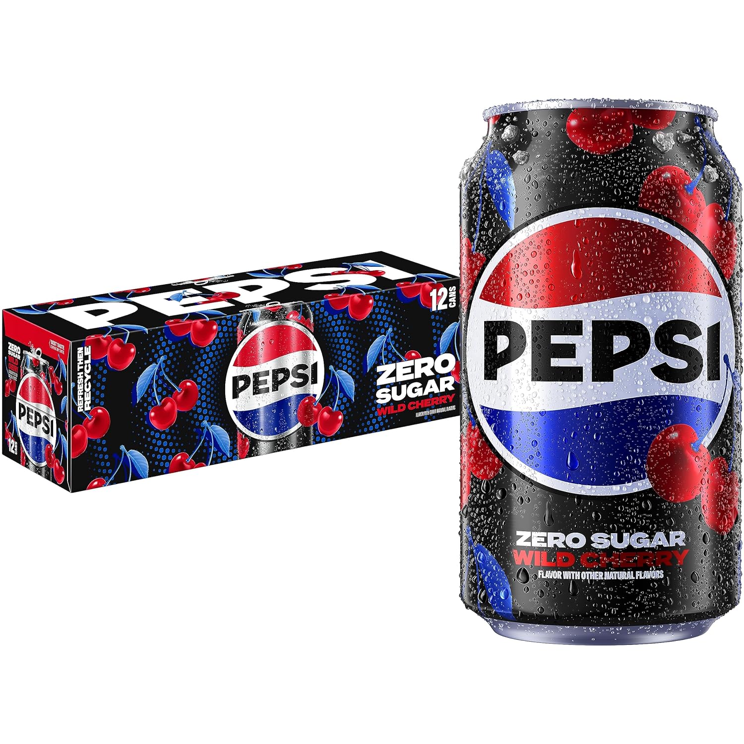 Pepsi Zero Sugar Wild Cherry Cola Soda (12-Pack)