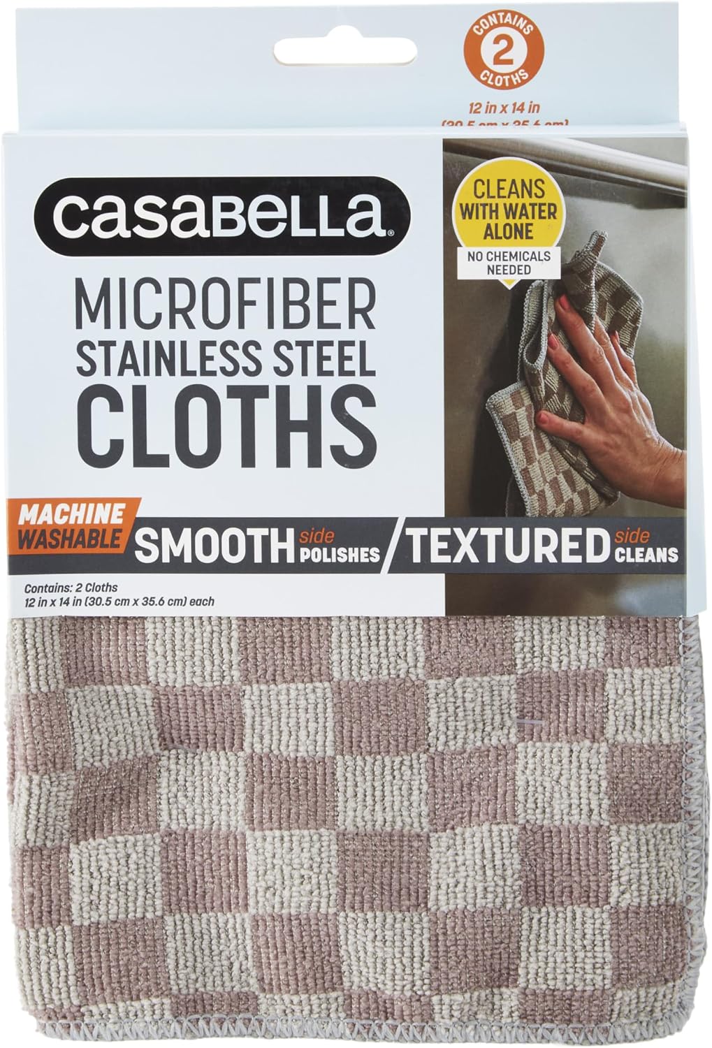 Casabella Microfiber Stainless Steel Cloth (2-Pack)