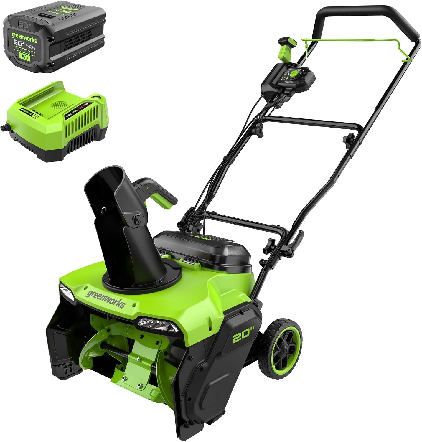 Greenworks 80V 20인치 브러시리스 제설기 (4Ah 배터리 및 충전기 포함)