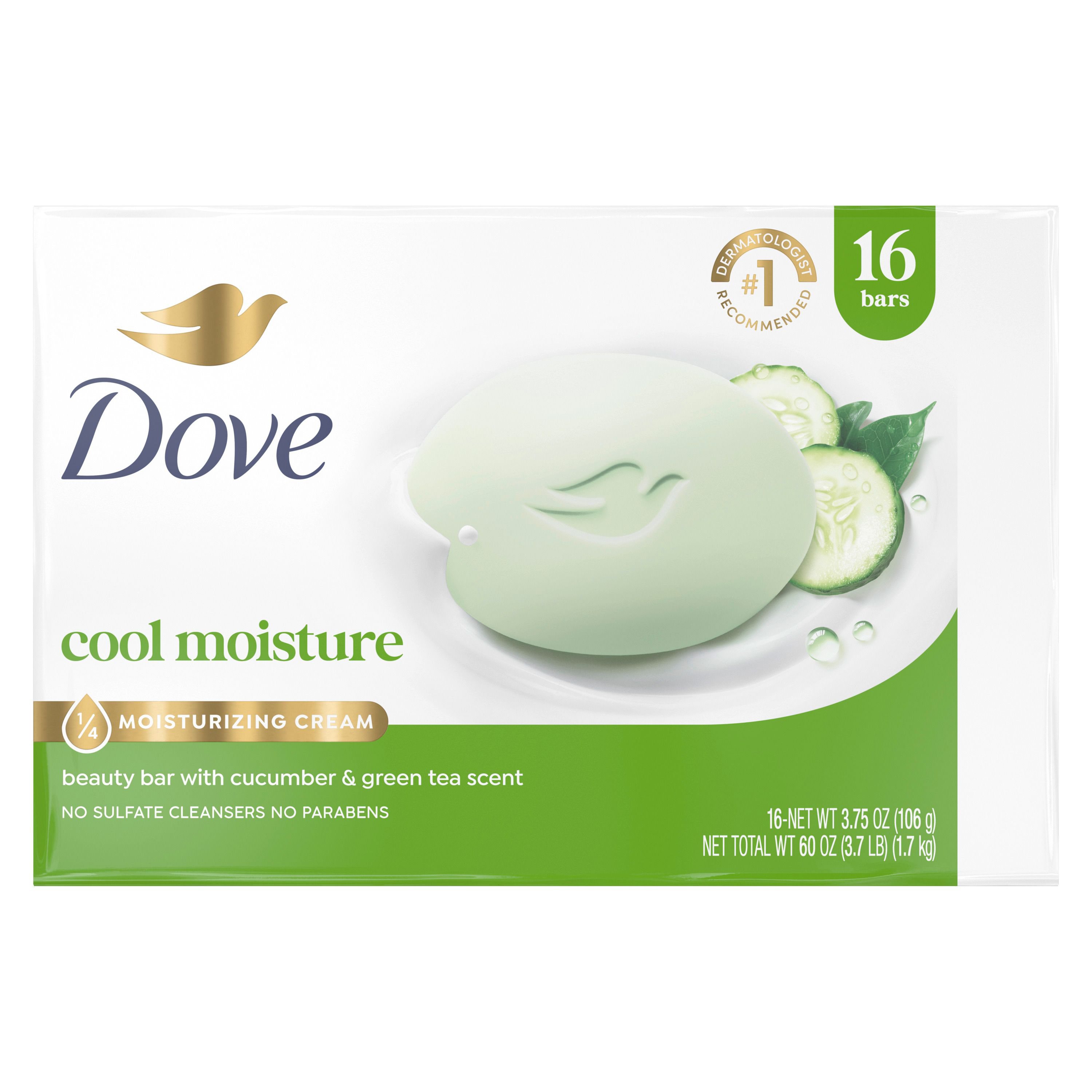Dove Go Fresh 뷰티 바, 쿨 모이스처, 16개입