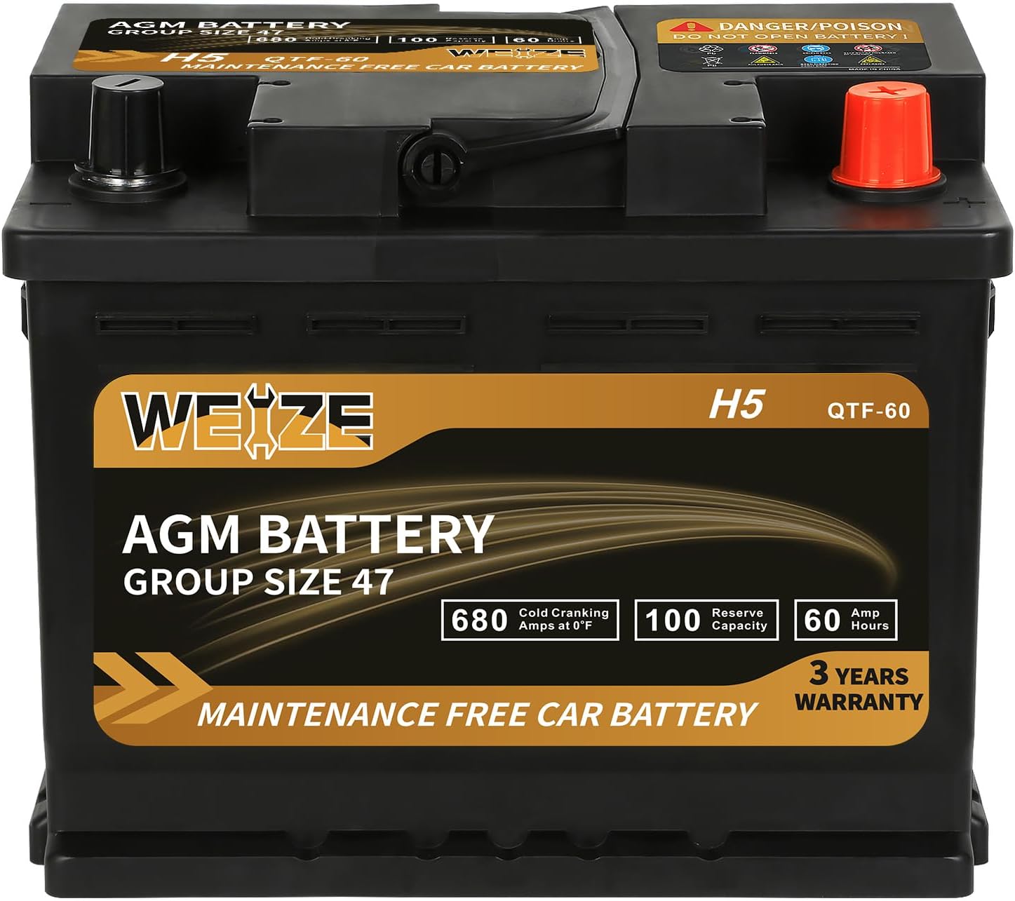 Weize Platinum AGM Battery Group 47, H5 Automotive Battery