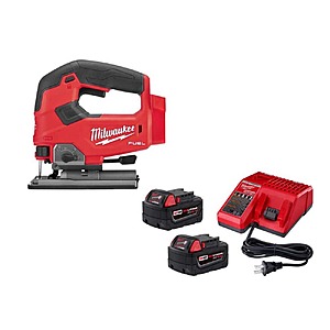 Milwaukee M18 FUEL 18V 브러시리스 코드리스 지그소 (5.0Ah 배터리 2개 및 충전기 포함)