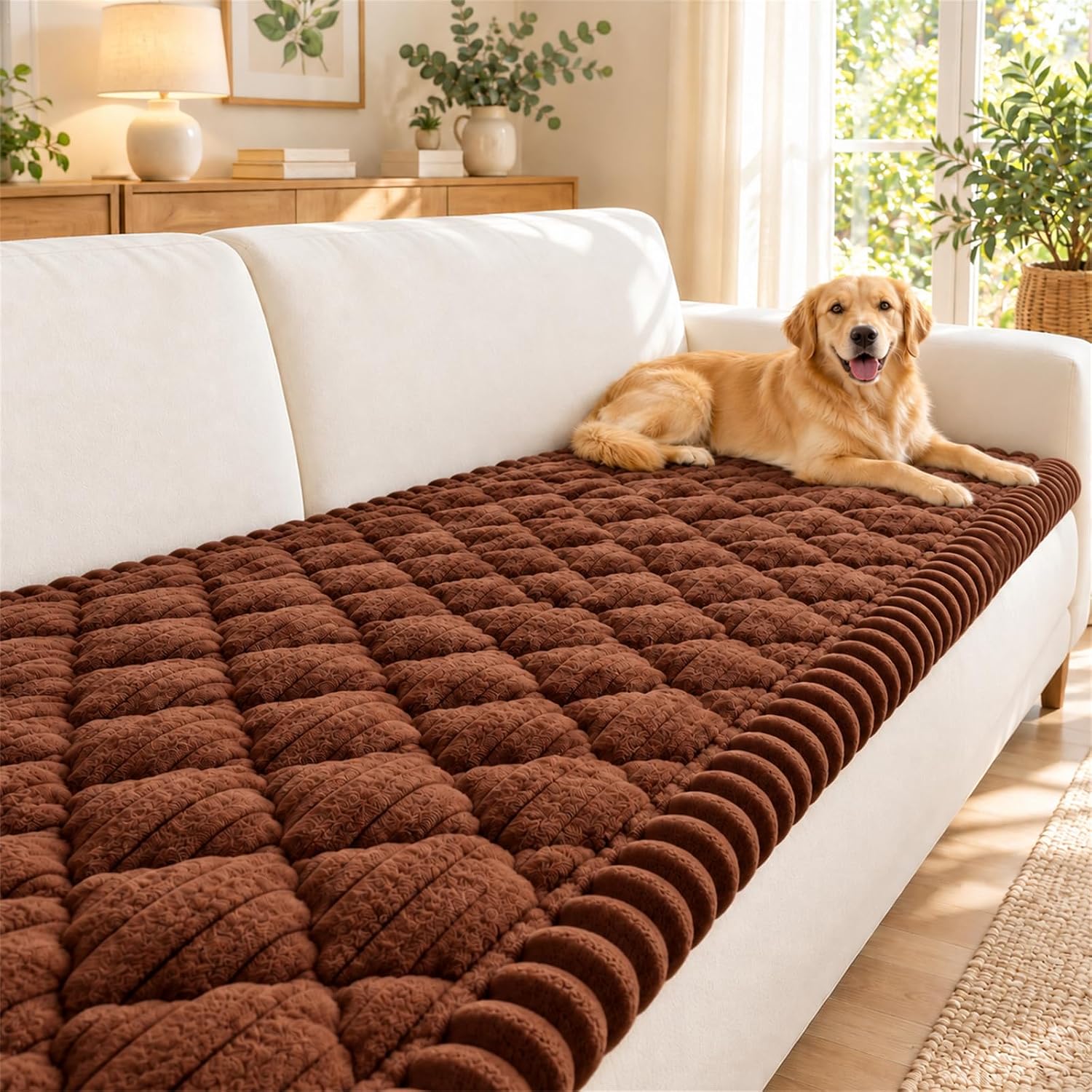 NILUOH Non-Slip Quilted Couch Cover for Dogs with Soft Flannel (4 Colors)