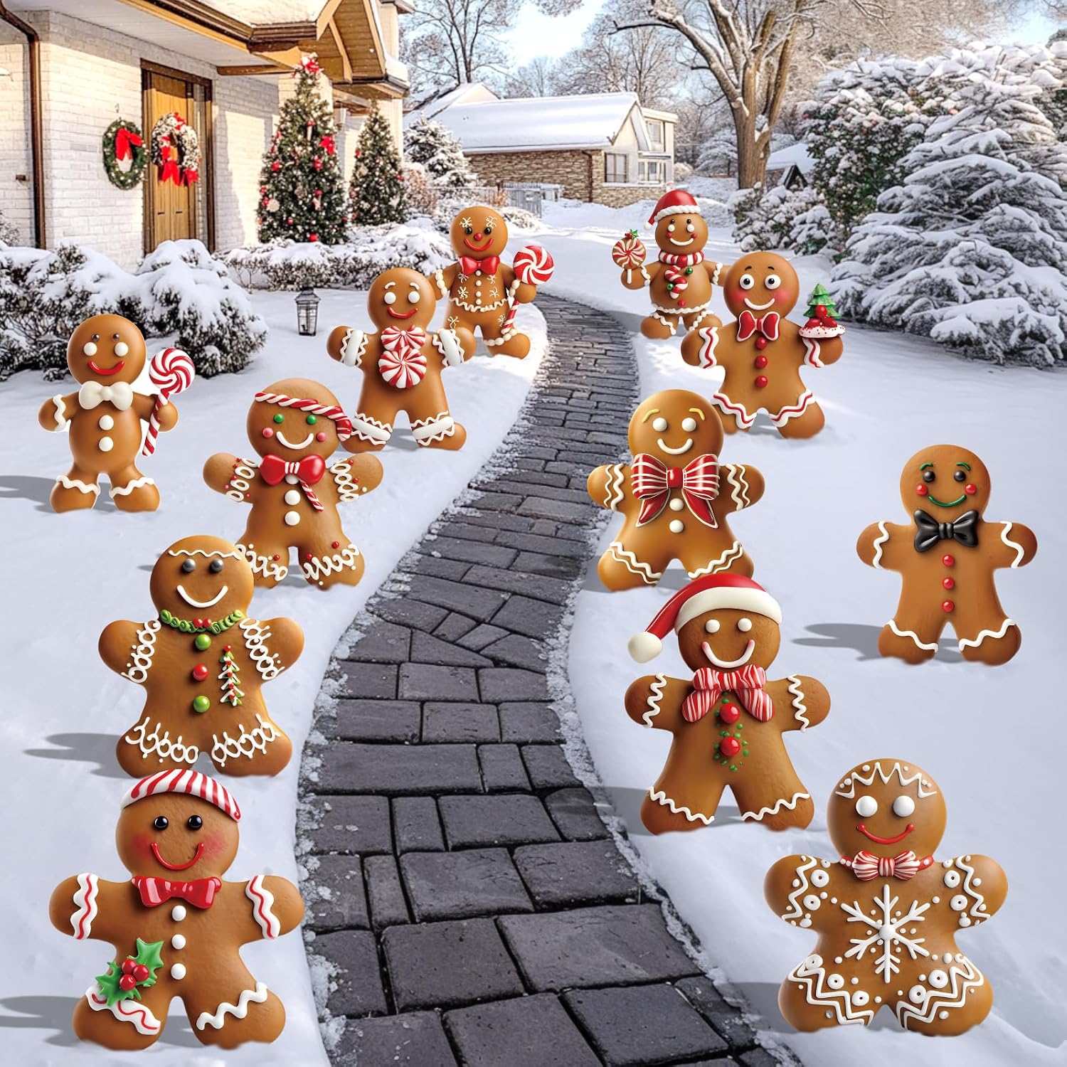 Christmas Gingerbread Man Yard Signs (12개 세트)