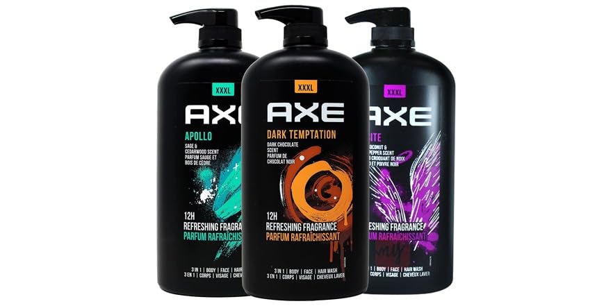 Axe 남성용 바디워시 33.8oz 3팩 버라이어티 세트