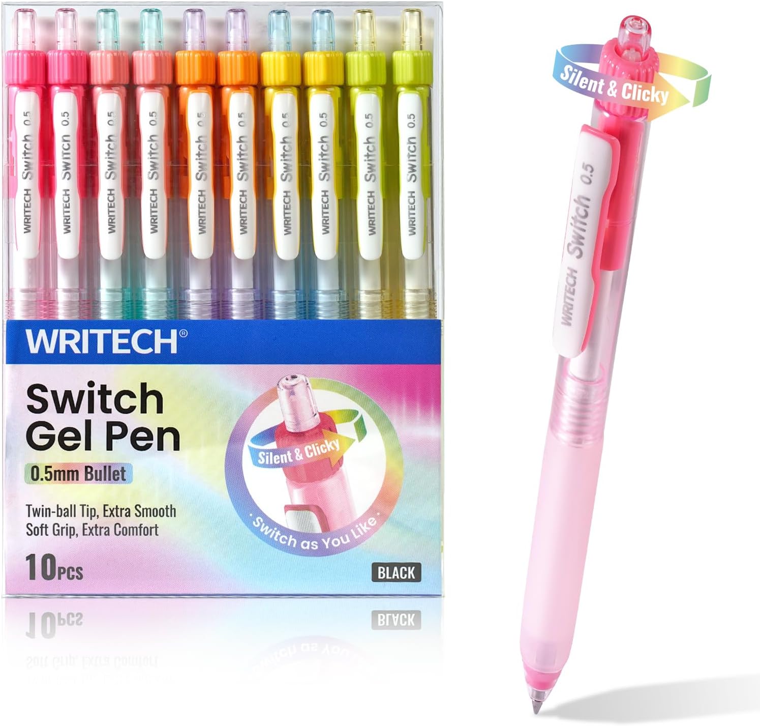 WRITECH 0.5mm Retractable Gel Pens 10-Count
