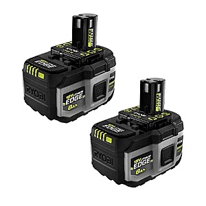 2-Pk RYOBI ONE+ 18V 8.0Ah Lithium EDGE Tabless 고성능 배터리