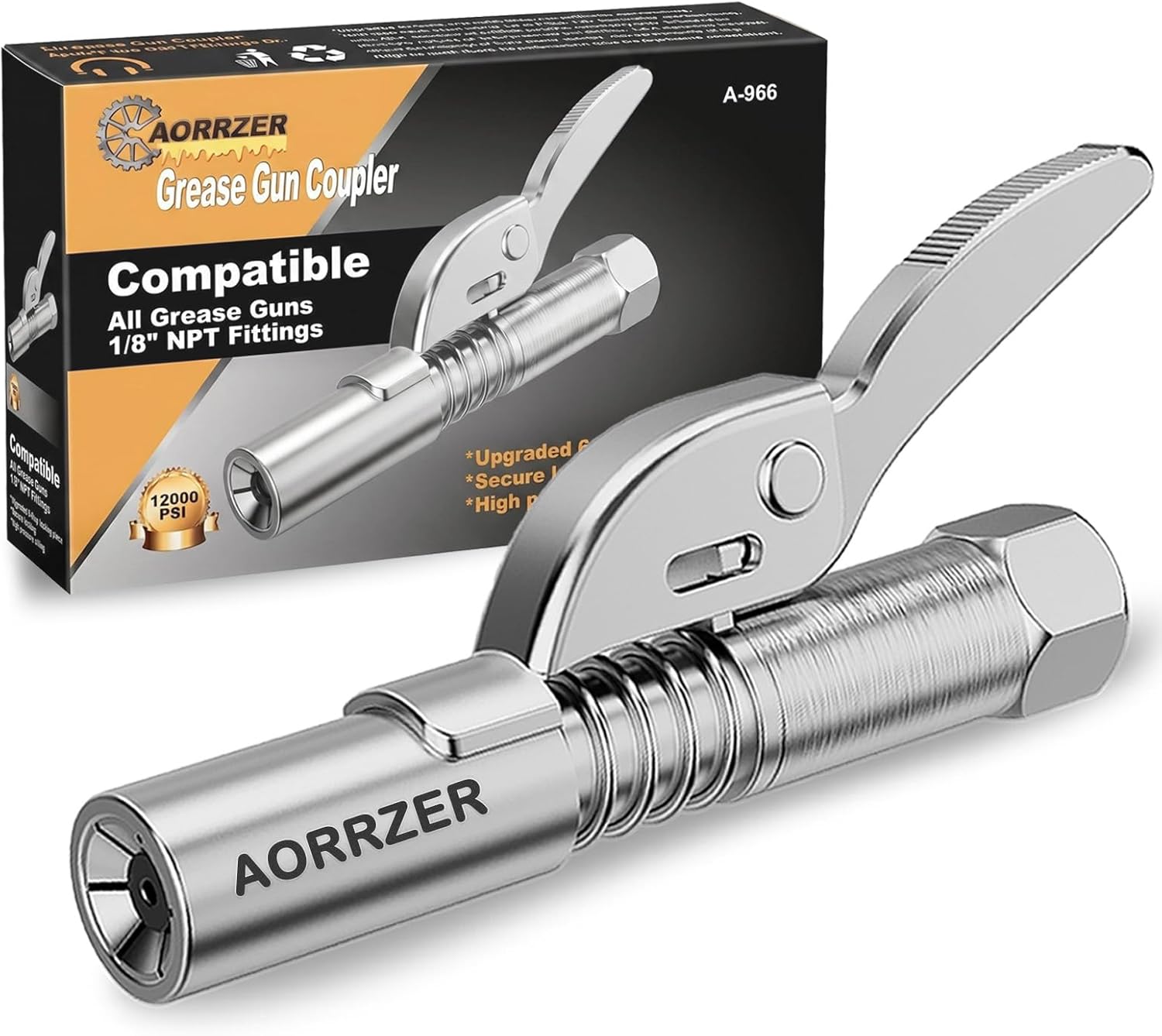 AORRZER 12000 PSI 6-Jaw Lock-On 그리스 건 커플러 (1/8" NPT)