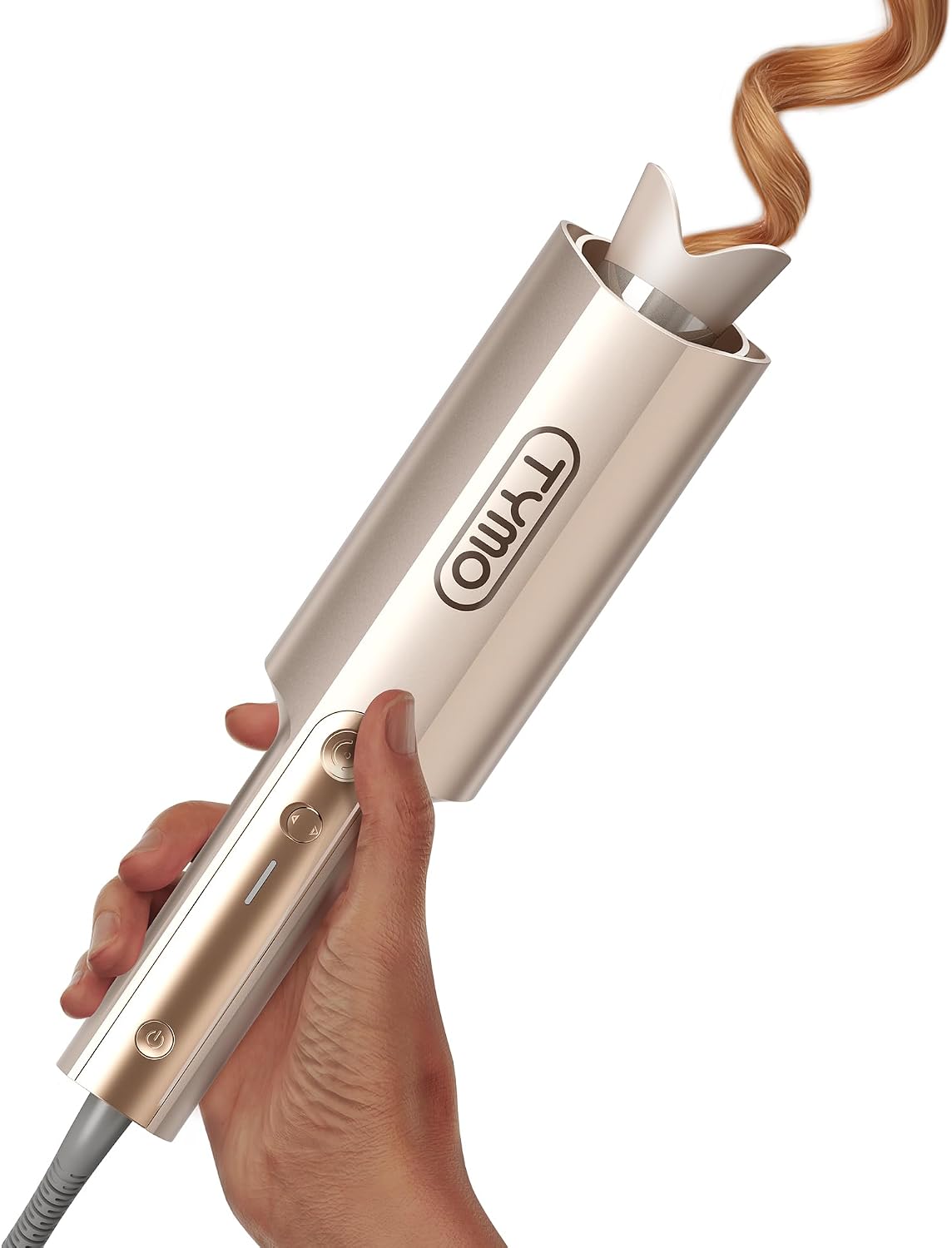 TYMO CurlPro Plus 자동 회전 고데기 - 긴 머리 및 굵은 웨이브용 업그레이드 긴 배럴 세라믹 헤어 컬러