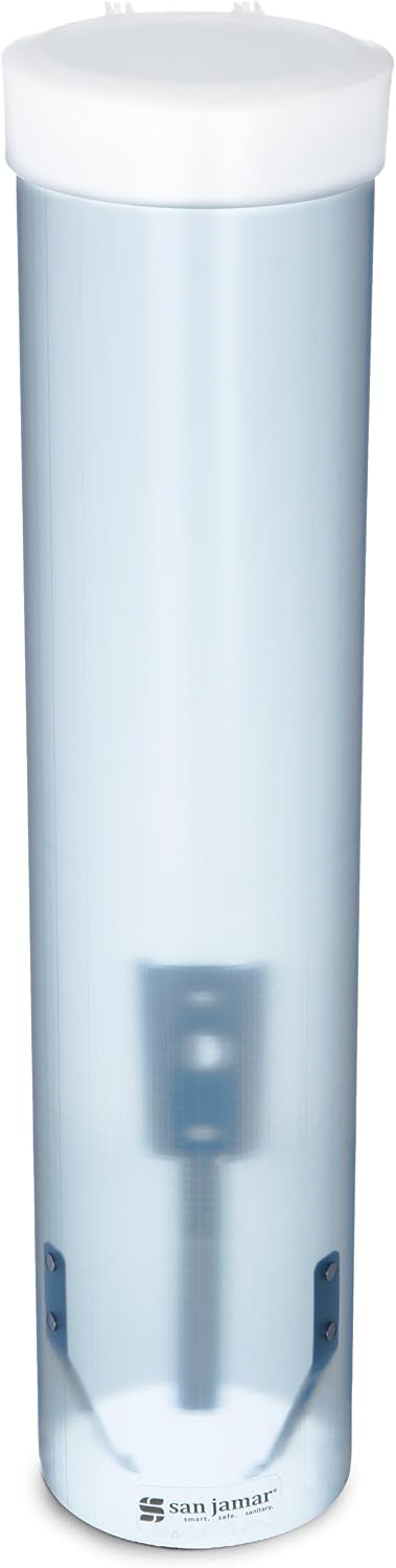 San Jamar 16인치 Pull-Type Cup Dispenser (Frosted Blue)